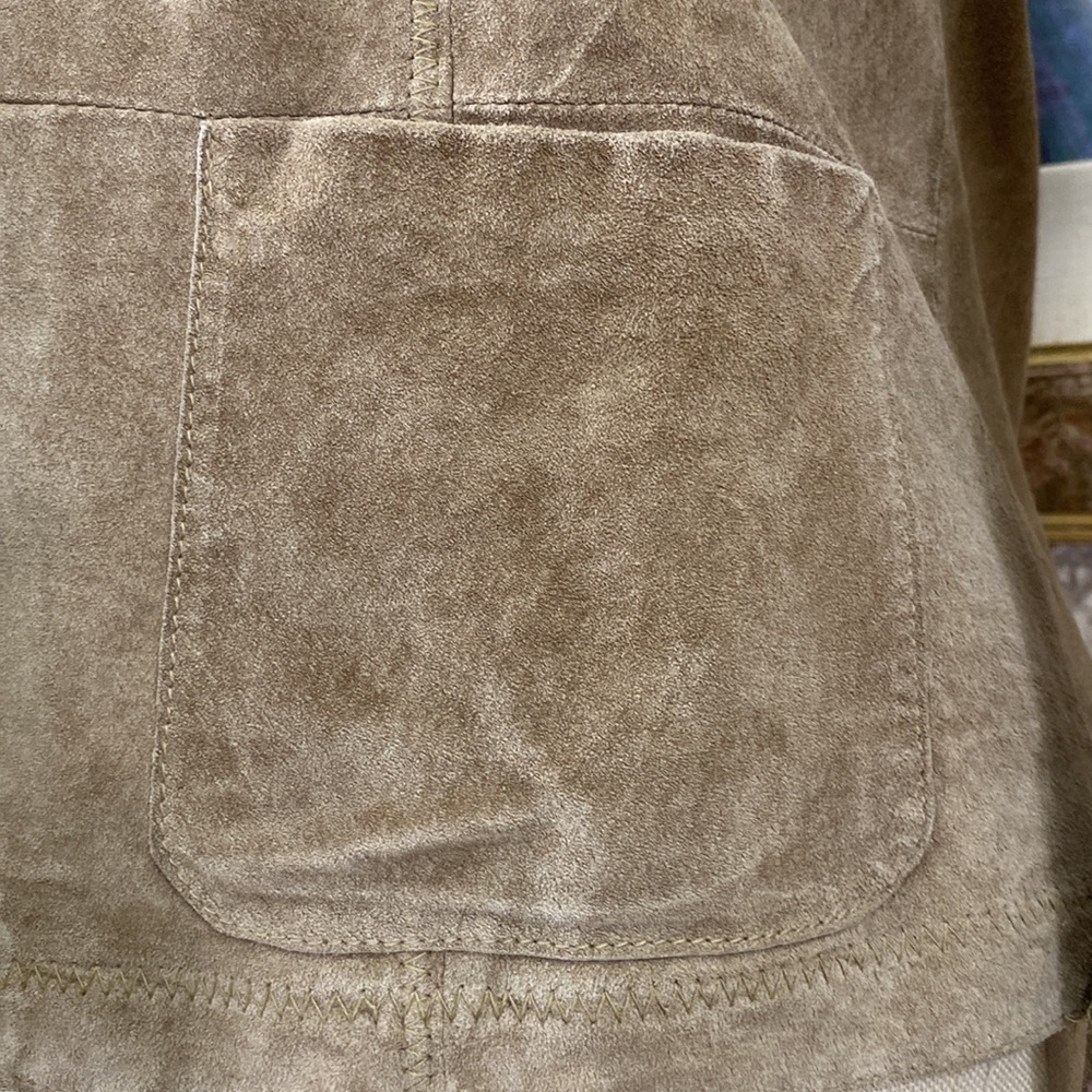 J. Jill Embroidered Sleeves Suede Leather Jacket - Picture 11 of 12